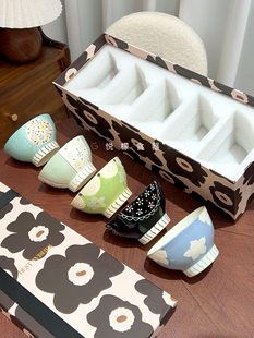 悦檬食器中古风手绘米饭碗套装礼盒釉下彩高脚防烫乔迁礼物伴手礼