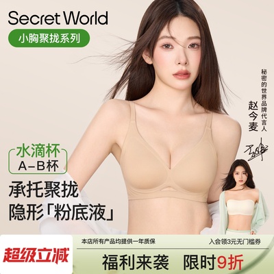 SecretWorld粉底液内衣女聚拢小胸隐形无痕收副乳夏季薄款文胸罩