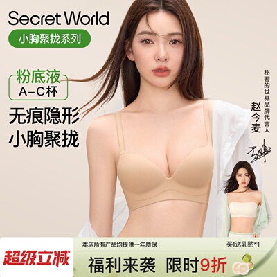 SecretWorld粉底液内衣女小胸聚拢无痕隐形肤色防下垂夏季文胸罩