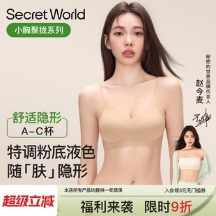 SecretWorld粉底液内衣女小胸聚拢无痕透气夏薄款细肩带美背文胸