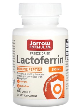 现货美国Jarrow Formulas Lactoferrin乳铁蛋白60粒有铁免疫增强