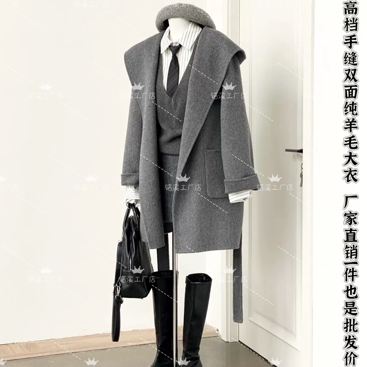 2025秋冬新款宽松连帽浴袍短款双面羊绒大衣外穿羊毛大衣保暖外套,女装/女士精品,毛呢外套,淘宝优惠券,粉丝福利购,淘宝优惠卷