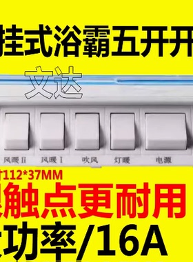 通用 壁挂式浴霸开关 五开开关浴霸开关风暖浴霸5开关【长方形】