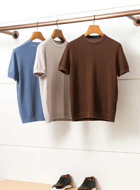 矜贵儒雅气质 桑蚕丝 GIZA45长绒棉夏季男士针织POLO衫短袖T恤男