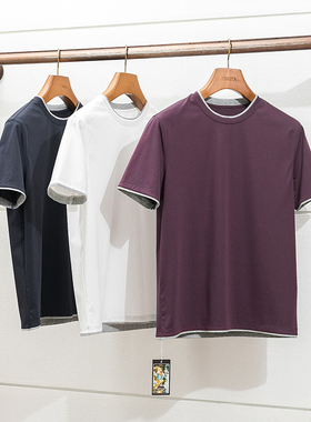 新色苾入 意奢BC Giza45埃及长绒棉 夏季男士老钱风短袖T恤半袖男