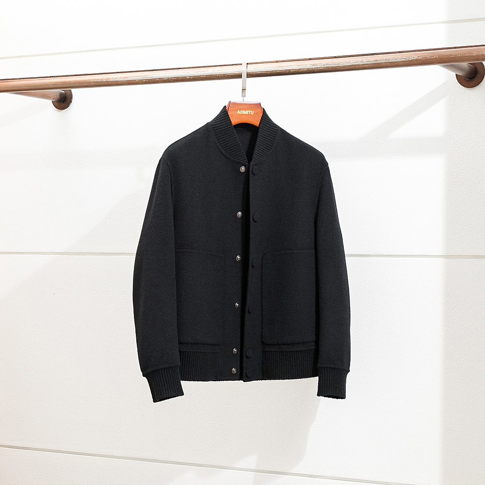 B版18500秋冬双面呢棒球领夹克