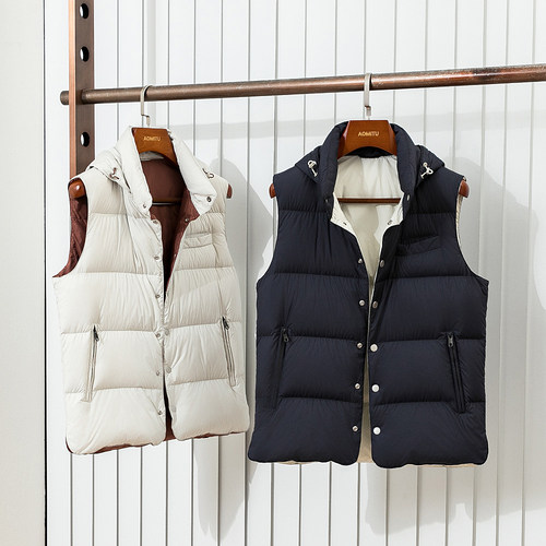 冬季老钱风加厚保暖鹅绒马甲