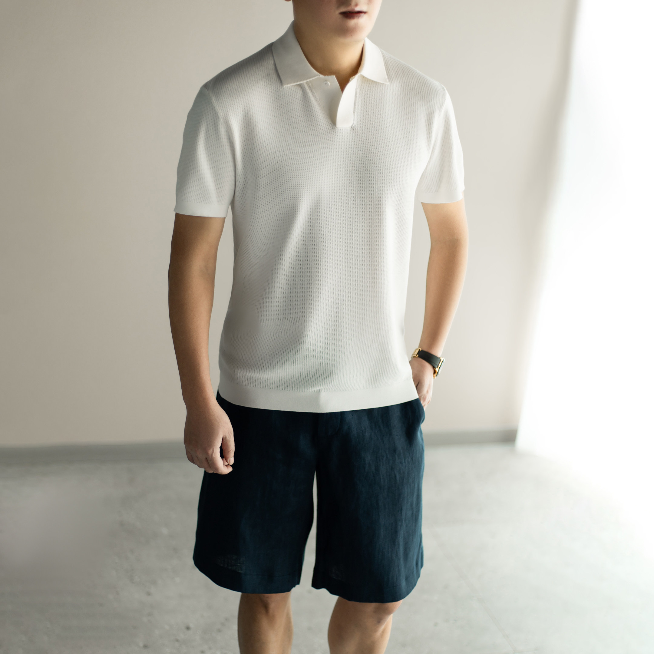 利落雅致 桑蚕丝/棉 夏季男士休闲针织短袖POLO衫商务通勤短袖T恤