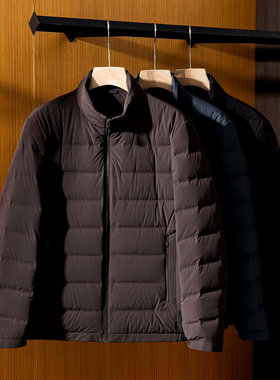 王簰T*kih面料！冬季鹅绒服男士轻盈温暖短款商务休闲防水羽绒服