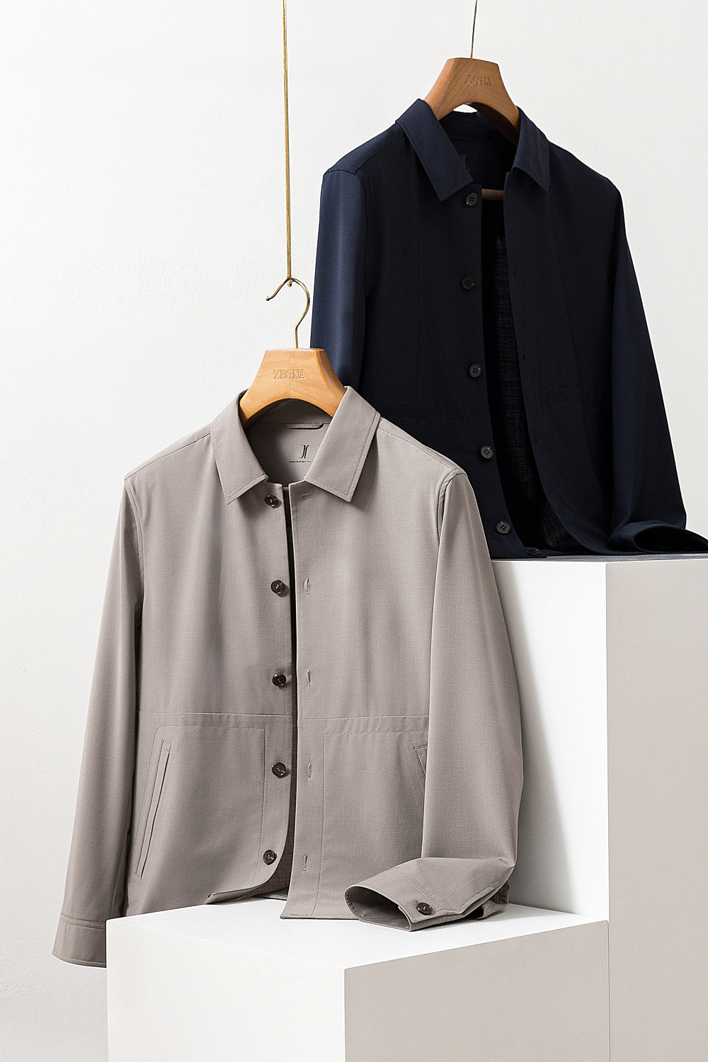 低调优雅/意大利可机洗精纺羊毛男士春秋薄款羊毛行政夹克外套男