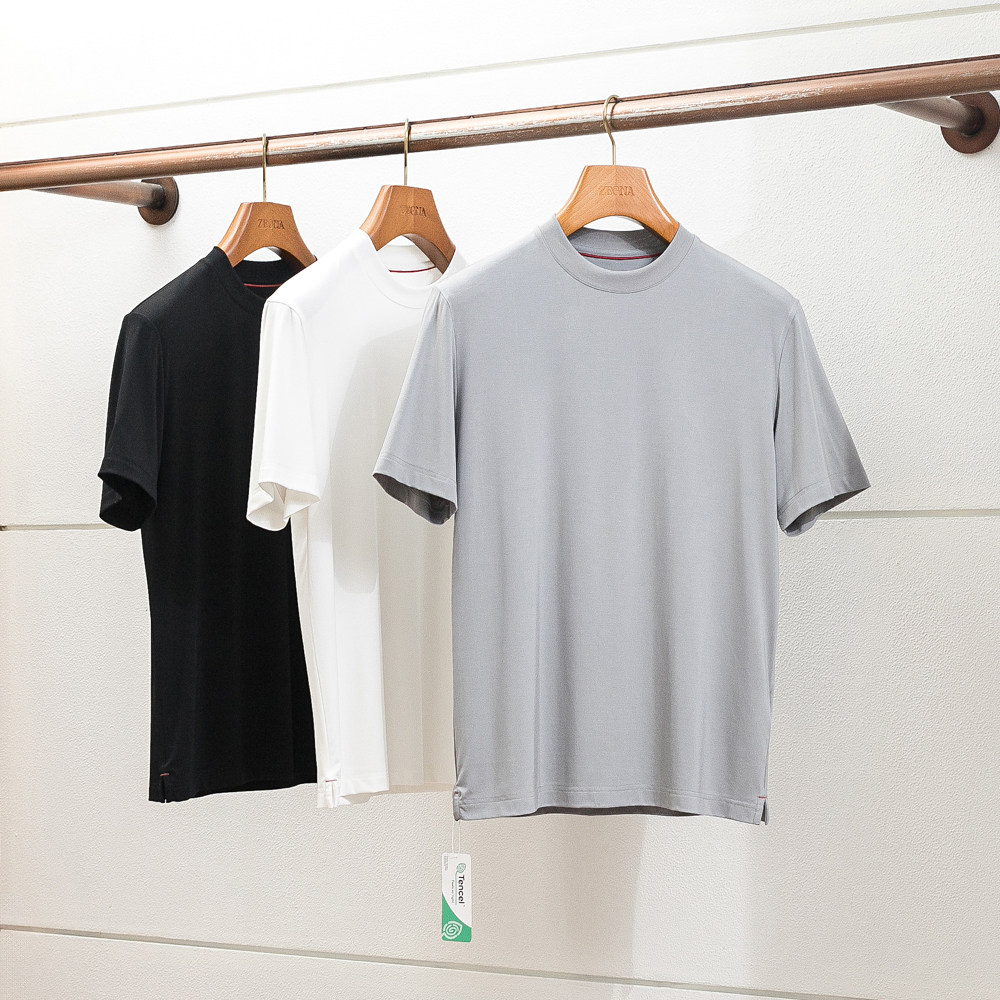 奢宠肌肤 丝滑裸感夏季男圆领纯色圆领T恤 极简纯色打底T恤男半袖