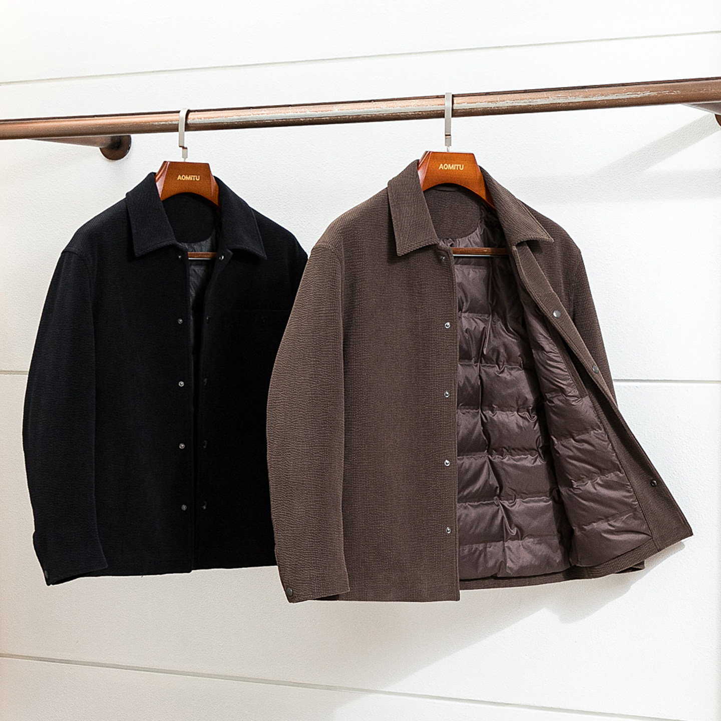 优雅复古老钱风男士轻薄羽绒服