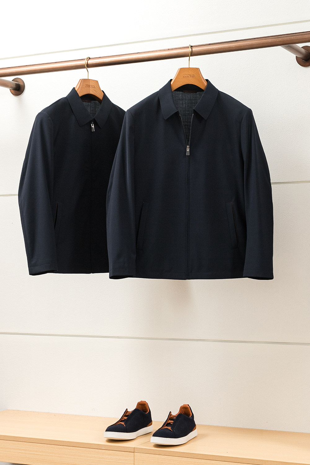 意产可机洗精纺羊毛春秋男士翻领行政夹克精纺羊毛高端上班外套男