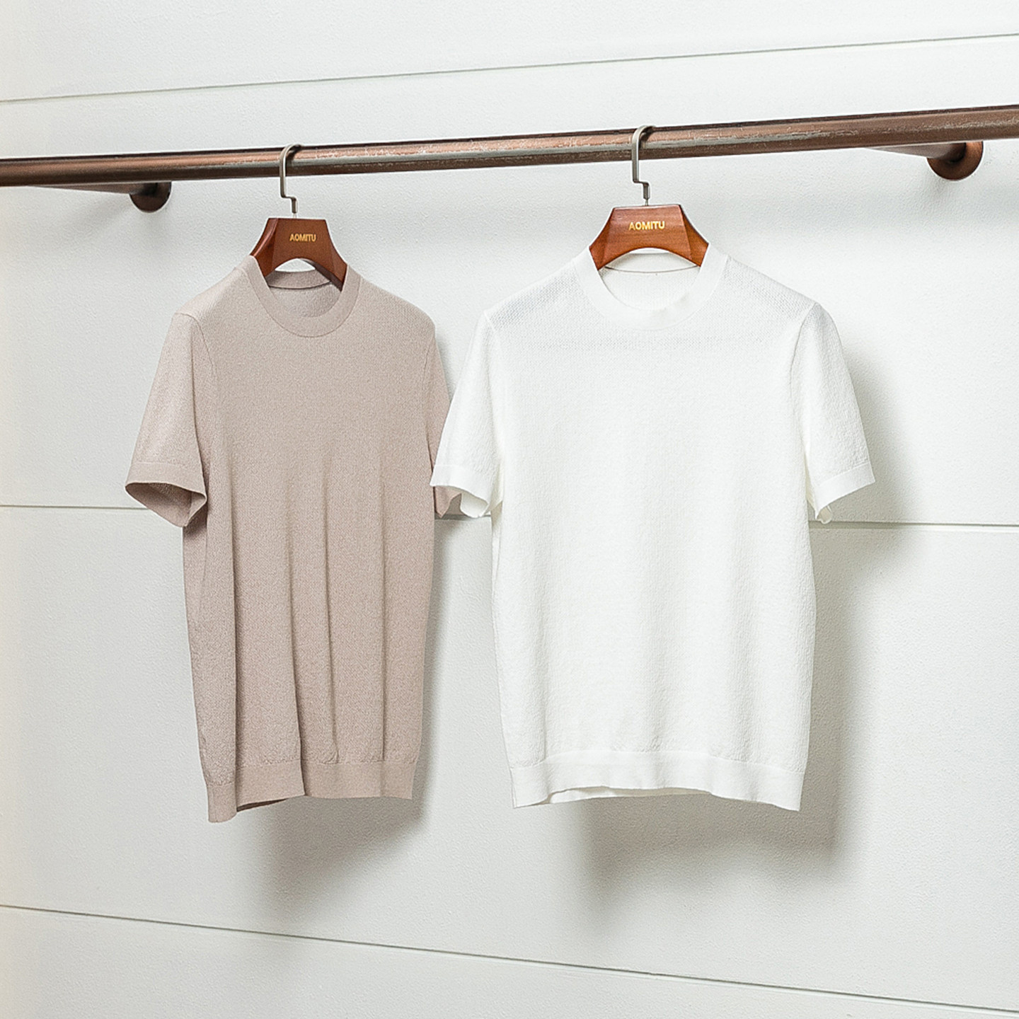 精致型格 进口Elite纱 春夏男士针织短袖T恤 透气弹力夏季圆领T恤