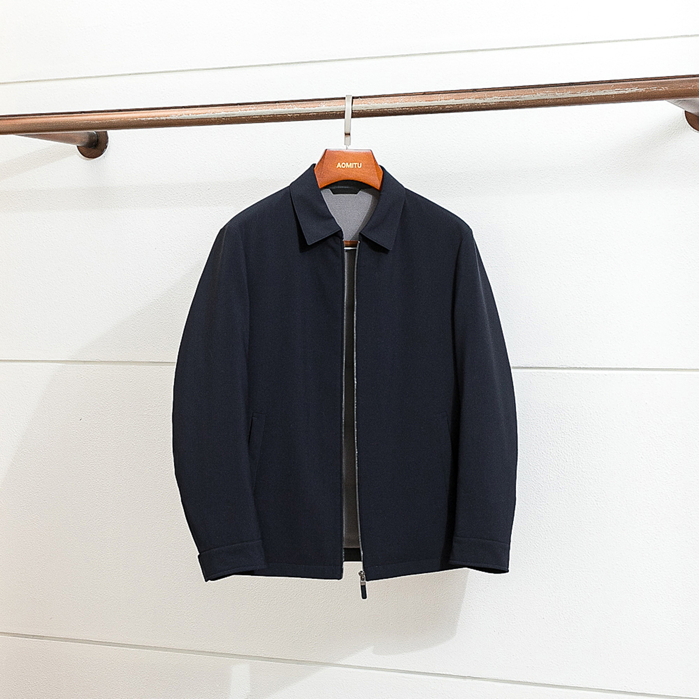 Aomitu意产120S丝羊毛鹅绒夹克