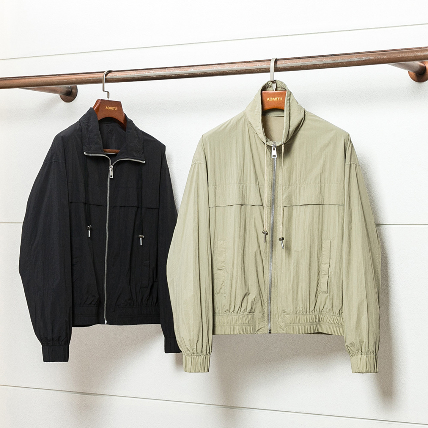 AM版 奢潮典范  春秋男士轻薄宽松短款夹克立领薄夹克防晒皮肤衣