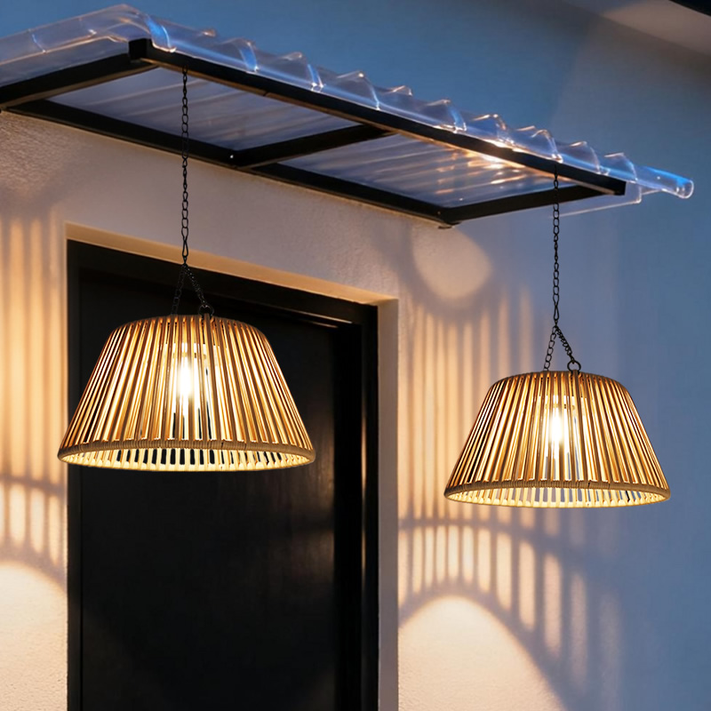 编织吊灯户外防水太阳能挂树灯庭院葡萄架花架阳光房氛围布置照明