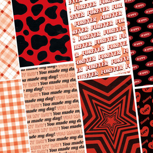 红色失控荆棘痛包背景纸材料素材纸书籍封面背卡纸装饰手帐￥￥