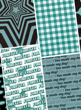 薄荷奶绿痛包背景纸材料蓝色素材纸diy背卡纸装饰绿色手帐贴纸￥