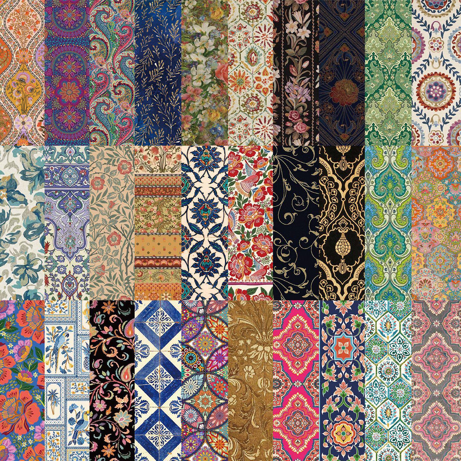 60张古典纹路花样ins风精致花纹小众复古图案书籍标记小卡片书签