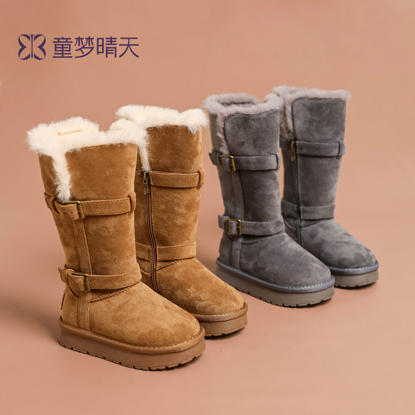 加厚羊羔毛长筒雪地靴