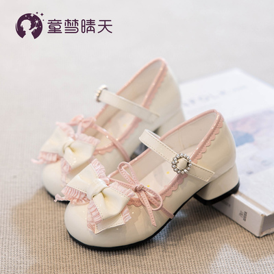女童小皮鞋儿童鞋公主鞋夏季2025新款单鞋小女孩高跟鞋洛丽塔鞋子
