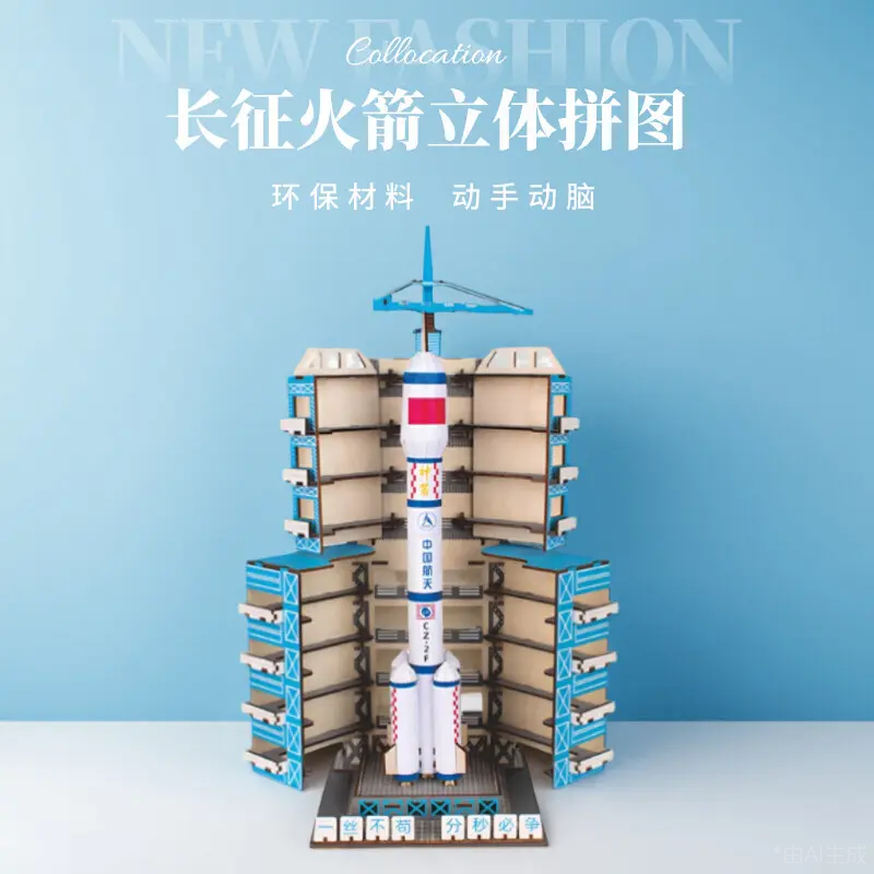 长征火箭木质拼图青少年