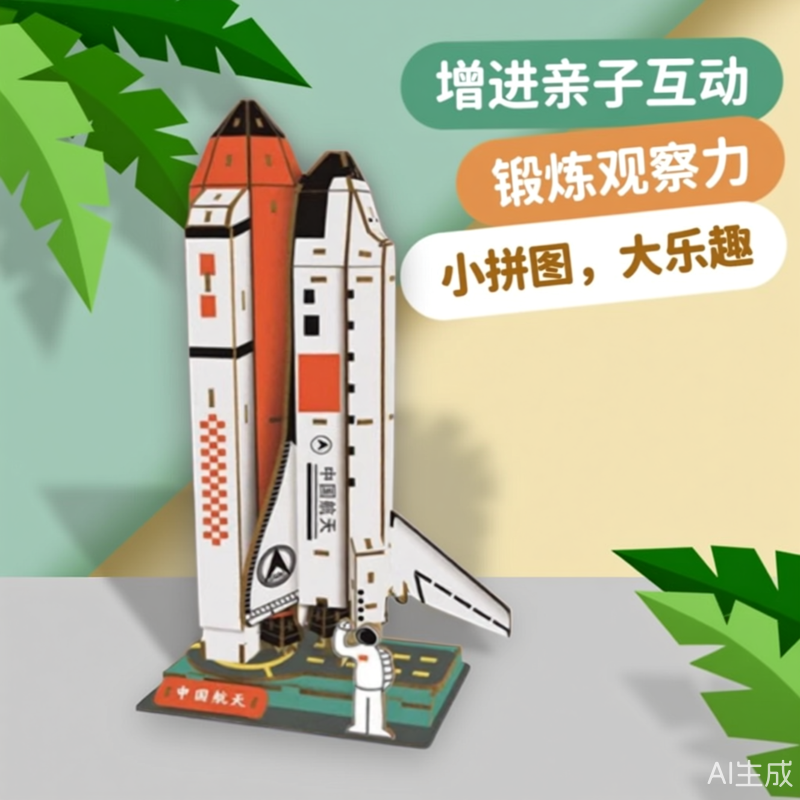 航天飞机拼图玩具木质模型