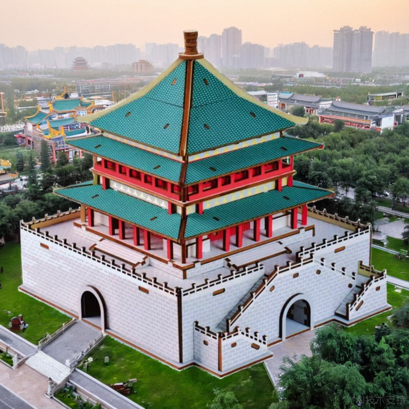 木质拼图建筑西安钟楼手工