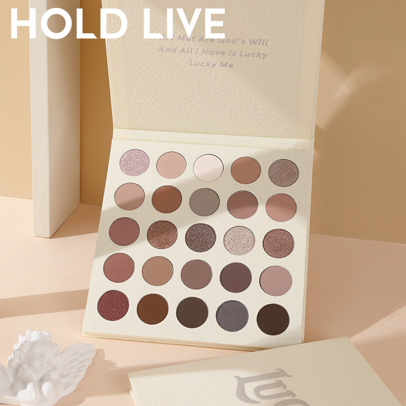 HOLD LIVE奶油睛灵25色眼影 哑光大地奶茶平价大盘眼影盘水泥高级