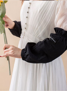 棉麻袖套冬羽绒服办公室秋冬季
