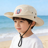 儿童遮阳帽春夏薄款 男童帅气渔夫帽女童防晒帽小孩户外防水大檐帽