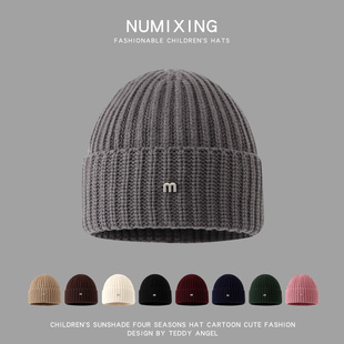 儿童帽子秋冬天男孩帅气针织帽女童百搭毛线帽m标大童保暖护耳帽