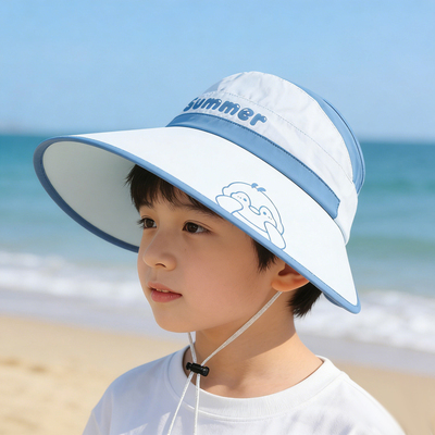 夏季儿童大檐防晒可折叠空顶帽