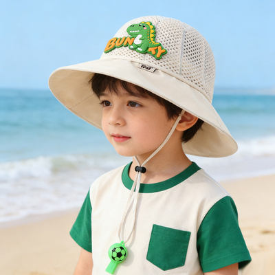 夏季儿童恐龙大檐防晒渔夫帽