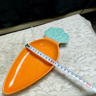 微瑕介意勿拍 陶瓷盘 胡萝卜盘 釉下彩