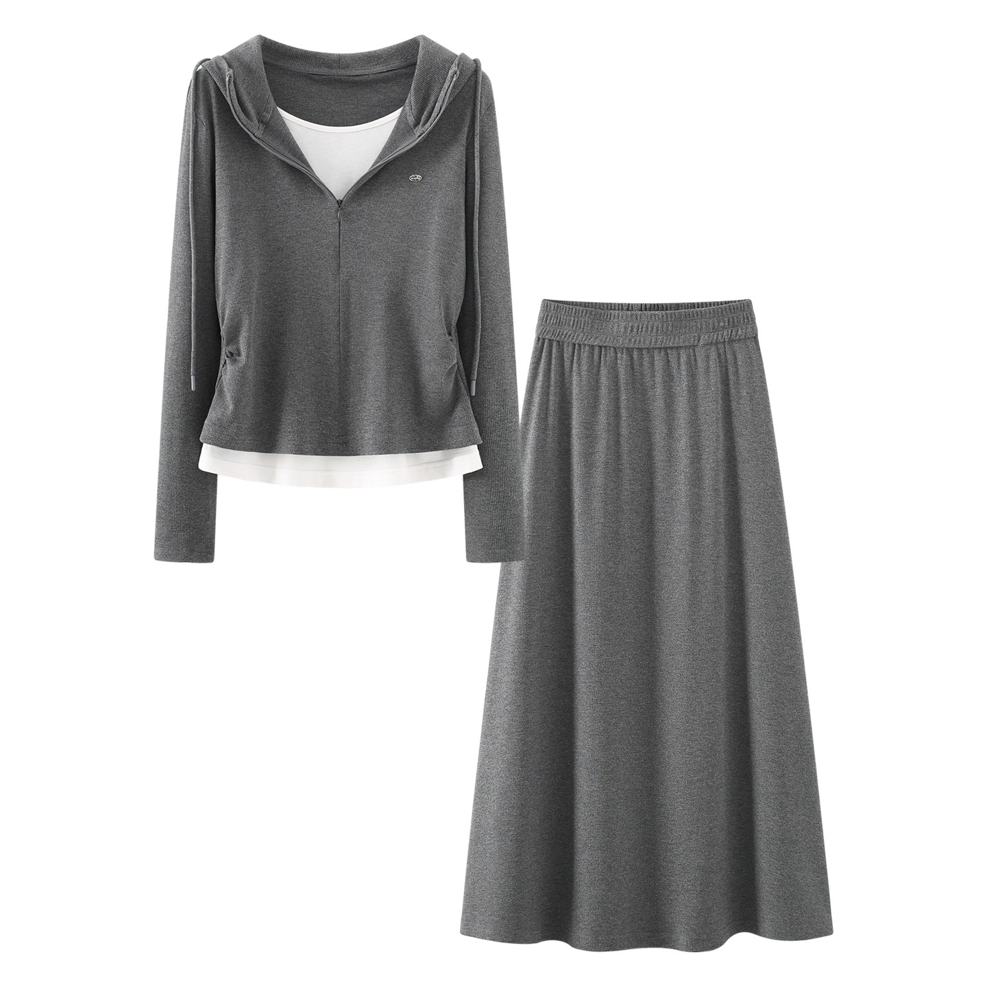 彩系~2026春季新款休闲百搭假两件连帽修身卫衣高腰半身裙两件套,女装/女士精品,时尚套装,淘宝优惠券,粉丝福利购,淘宝优惠卷