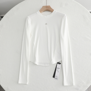显瘦长袖 百搭圆领修身 T恤女2025秋季 新款 艾系 弧形下摆打底衫 时尚