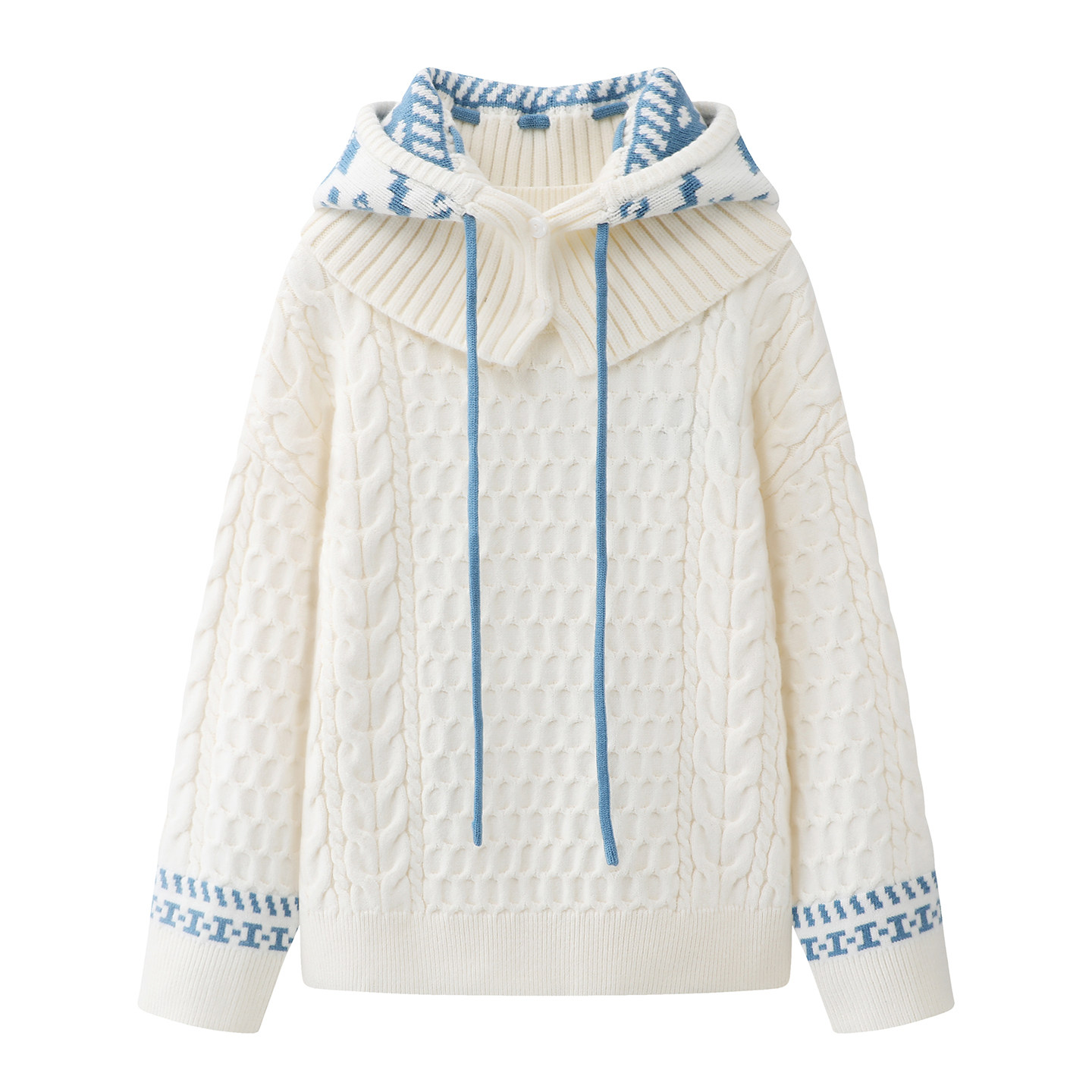 阔系~费尔岛可拆卸连帽毛衣针织衫2025秋冬新款宽松长袖内搭上衣,女装/女士精品,毛针织衫,淘宝优惠券,粉丝福利购,淘宝优惠卷