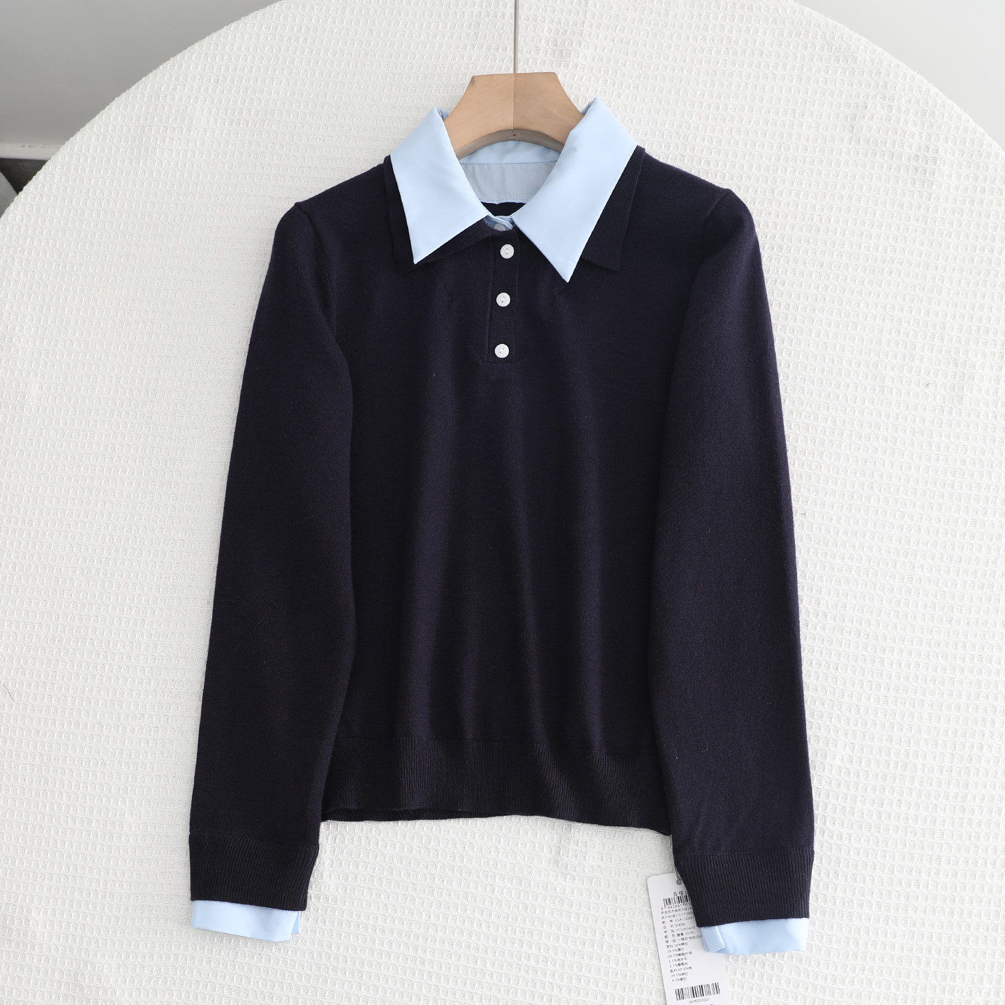 诗家~通勤百搭假两件衬衫Polo领针织衫女2025秋季新款学院风毛衣,女装/女士精品,毛针织衫,淘宝优惠券,粉丝福利购,淘宝优惠卷