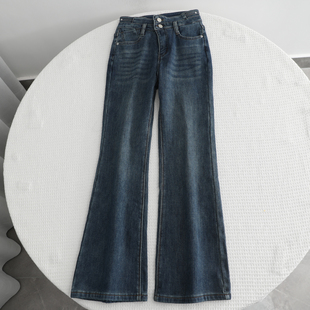 2025秋冬季 复古两粒扣喇叭裤 款 高腰修身 艾系 显瘦加绒马蹄裤 时尚