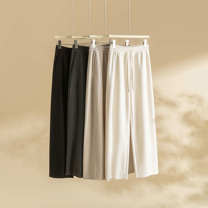 2025秋季新款时尚宽松百搭显瘦松紧腰直筒休闲阔腿裤女空气感长裤,女装/女士精品,休闲裤,淘宝优惠券,粉丝福利购,淘宝优惠卷