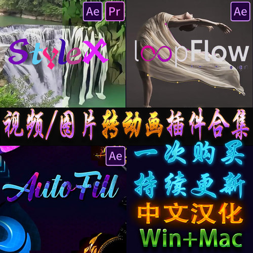 AE/PR插件动画合集 填充生长特效视频图片转流转流转动画 StyleX