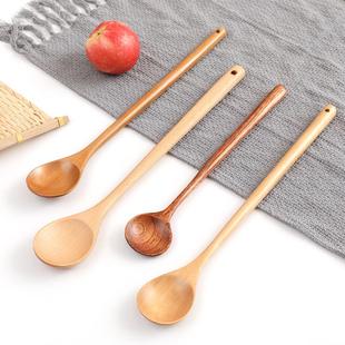 厨烹饪用具33c锅m加长手柄汤勺刻字木质房料理搅拌勺日韩长柄火勺