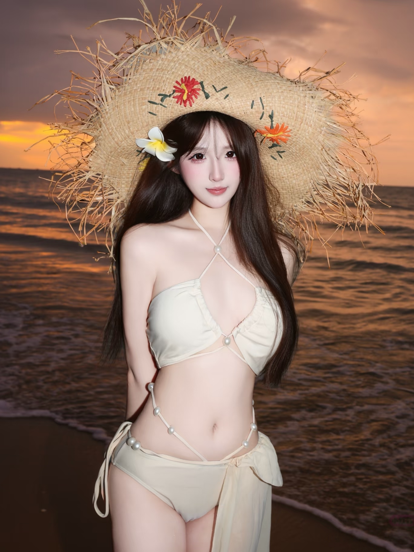 泳衣女款高级感分体比基尼三件套绝美长裙性感挂脖海边度假泡温泉