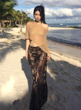 金色披肩高级感分体比基尼四件套