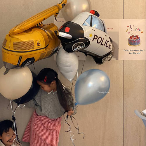 玩具车气球铝膜工程车消防车警车