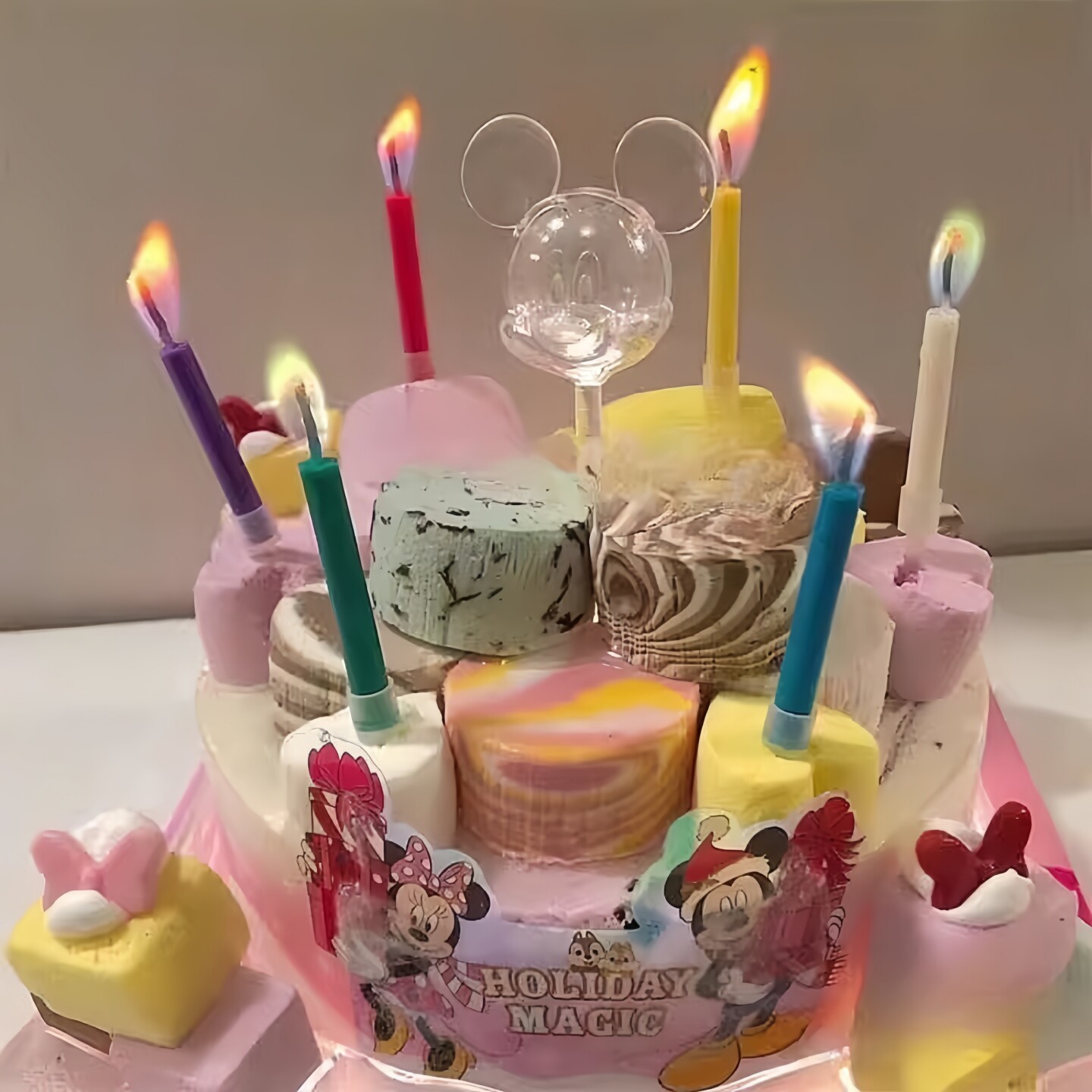 韩式炫彩蜡烛彩糖果蛋糕派对用品