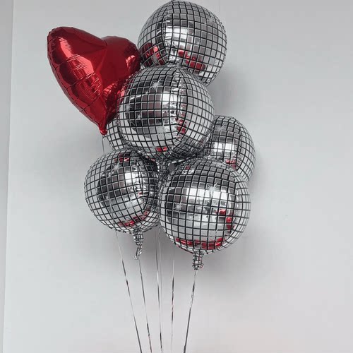 迪斯科气球飘空铝膜气球派对布置