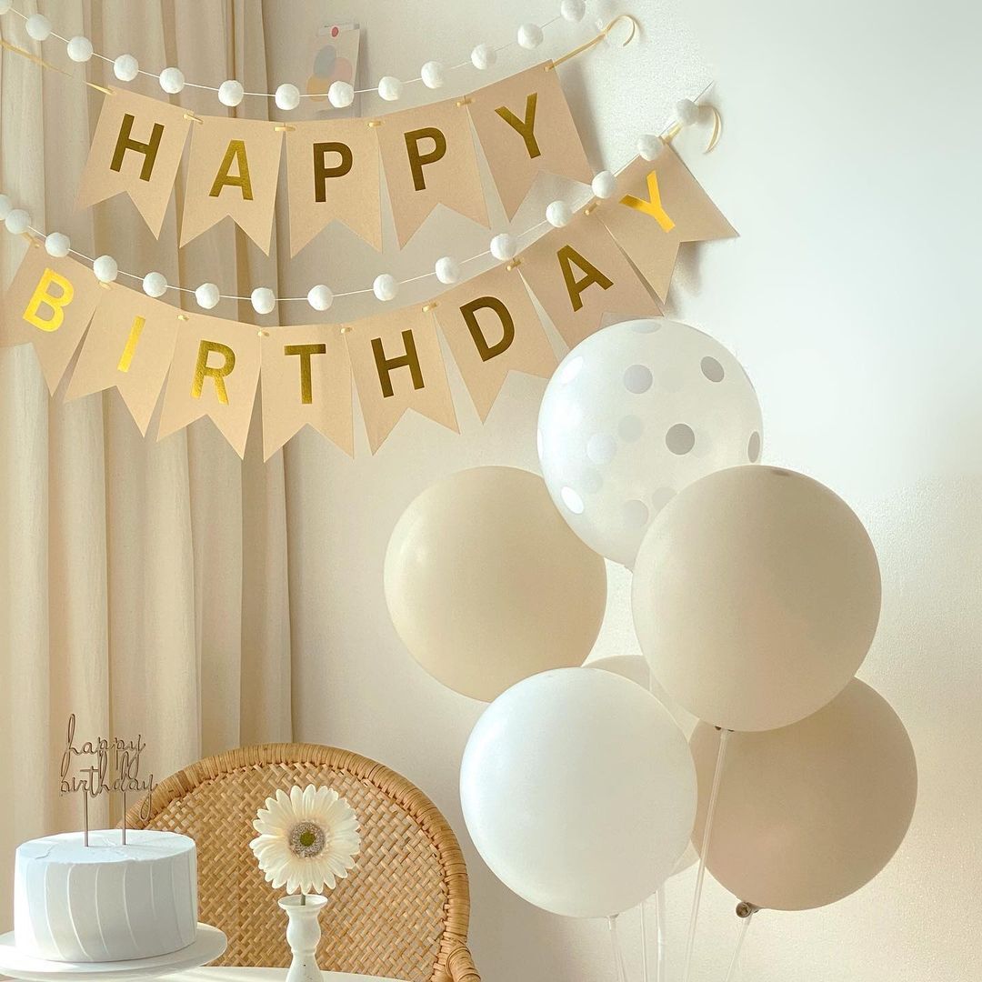 牛皮纸烫金烫银字母鱼尾拉旗一周岁生日快乐横幅派对拉花装饰用品